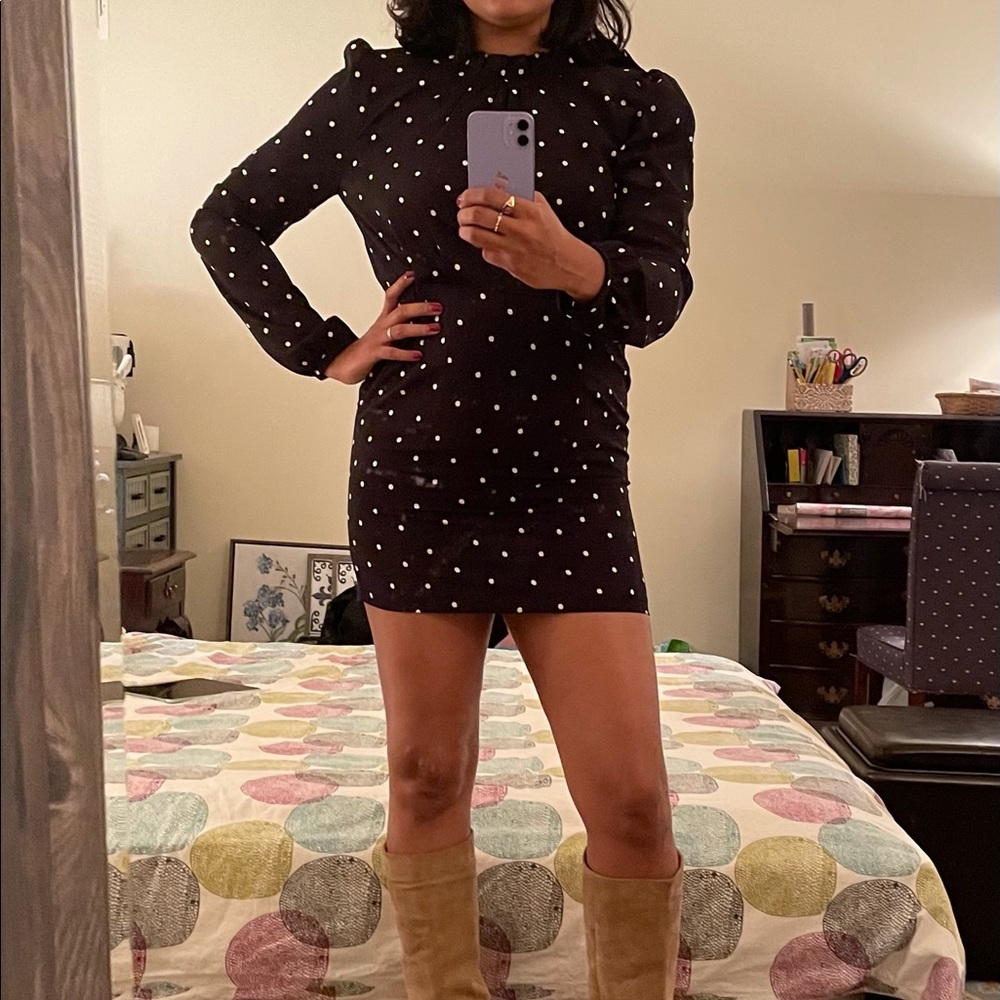 Olive Clothing high neck mini dress—S